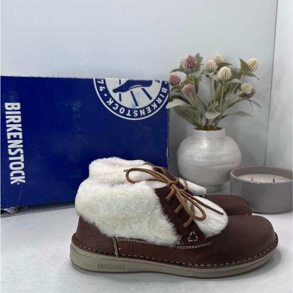 Birkenstocks Memphis High Leather/Textile Shoe Brown Women 7/Men 5 NWB Narrow - Picture 1 of 10